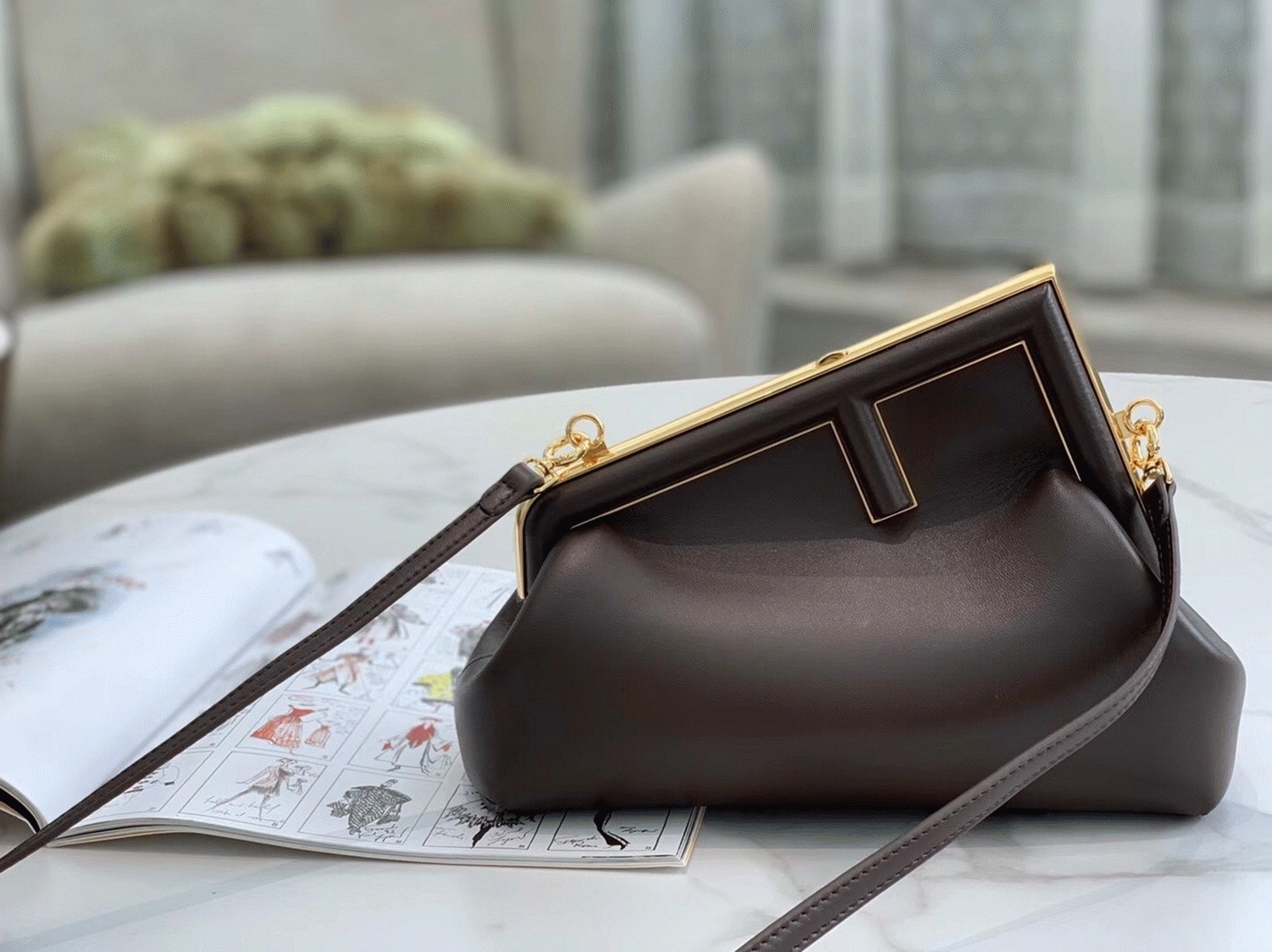 Top Quality Knockoff Fendi First Small Bag In Dark Brown