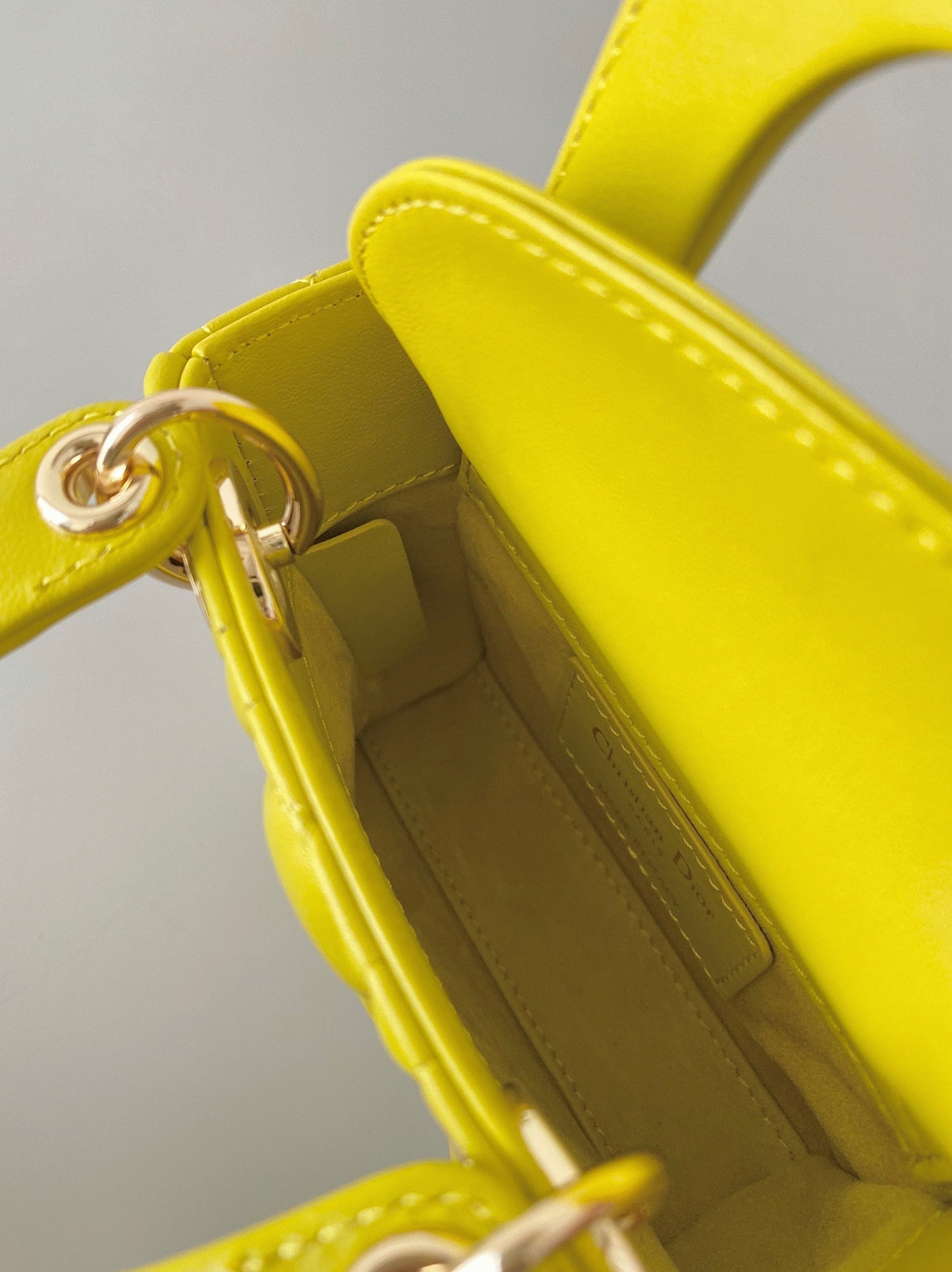 Dior Lady Dior Micro Bag Fake in Yellow Cannage Lambskin