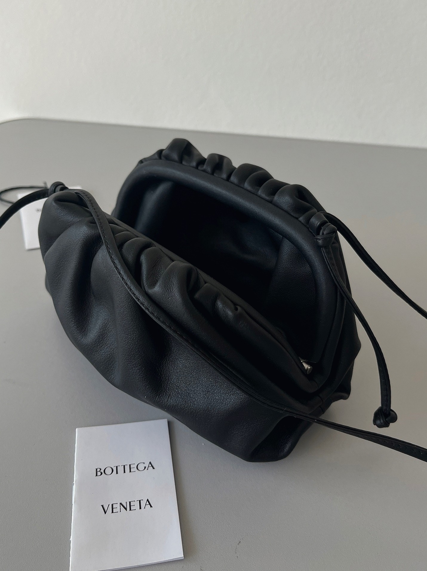 Knockoff Bottega Veneta Mini Pouch with Strap Black