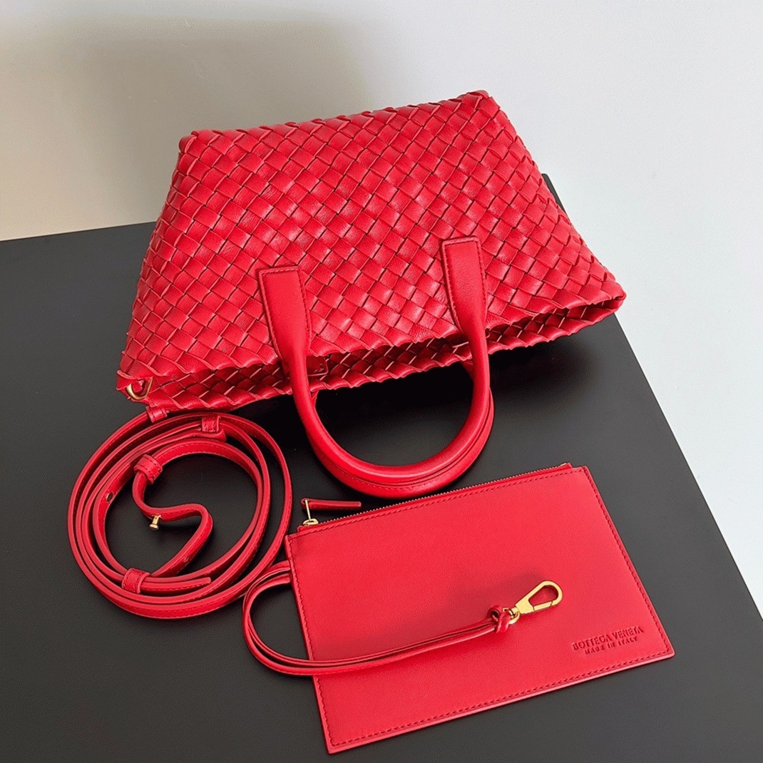 Top Quality Fake Bottega Veneta Cabat Mini Bag In Red Intrecciato Lambskin