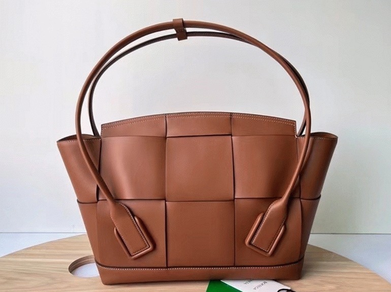 Top Quality Fake Bottega Veneta Arco Small Bag In Caramel Intrecciato Calfskin
