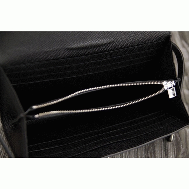 Black knockoff Hermes Kelly Longue wallet