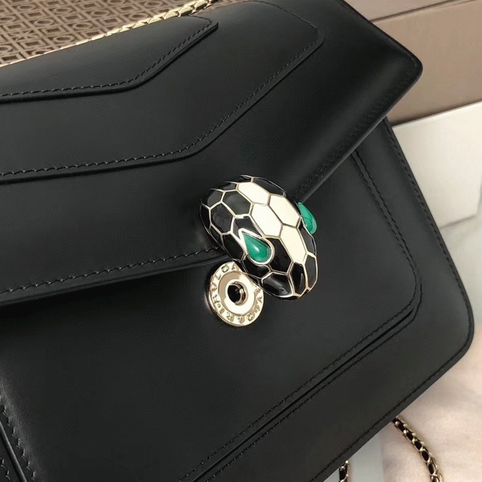 Replica Bvlgari Serpenti Forever Medium Shoulder Bag Black Calfskin