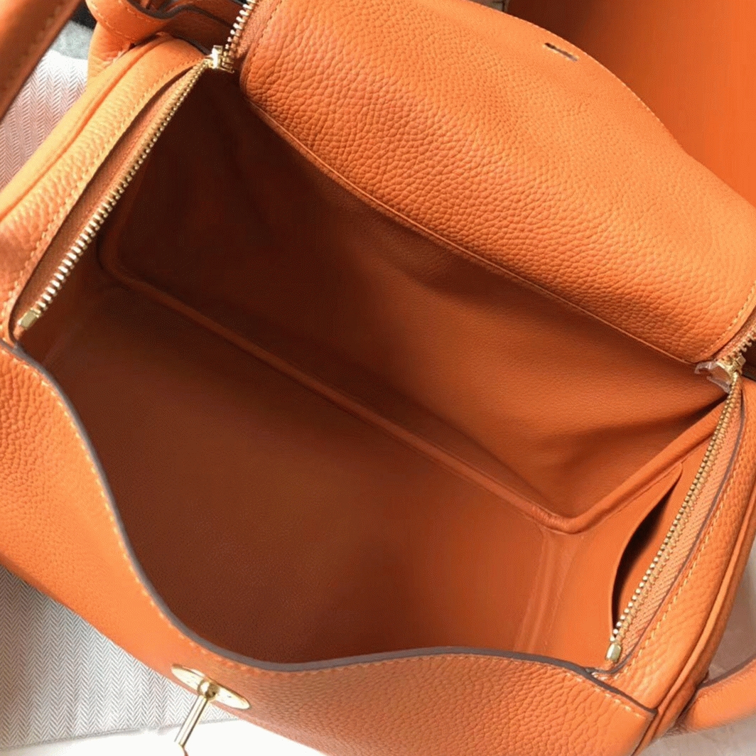 Top replica Hermes Lindy 30cm bag in orange shade