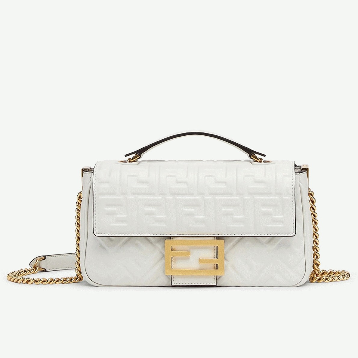 Top Quality Replica Fendi Baguette Chain Midi Bag In White
