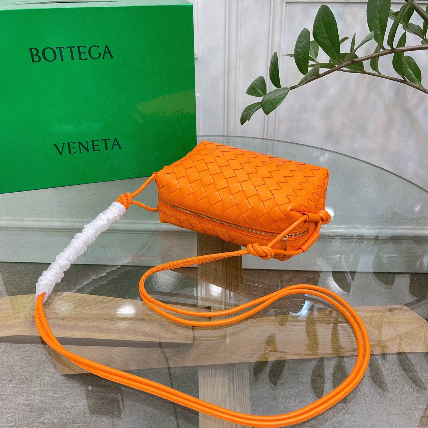 Faux Bottega Veneta Loop Small Bag Orange