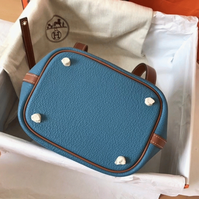 Blue jean 1:1 replica Hermes bicolor Picotin Lock 18cm handbag