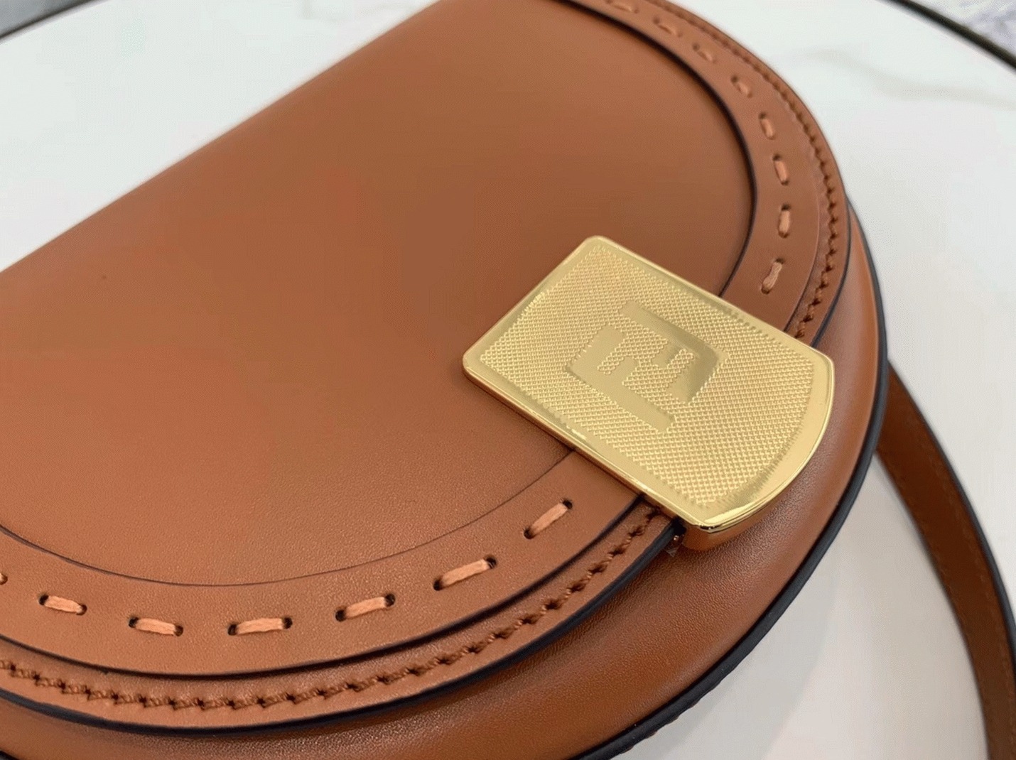 Top Quality Fake Fendi Moonlight Saddle Bag In Brown Calfskin