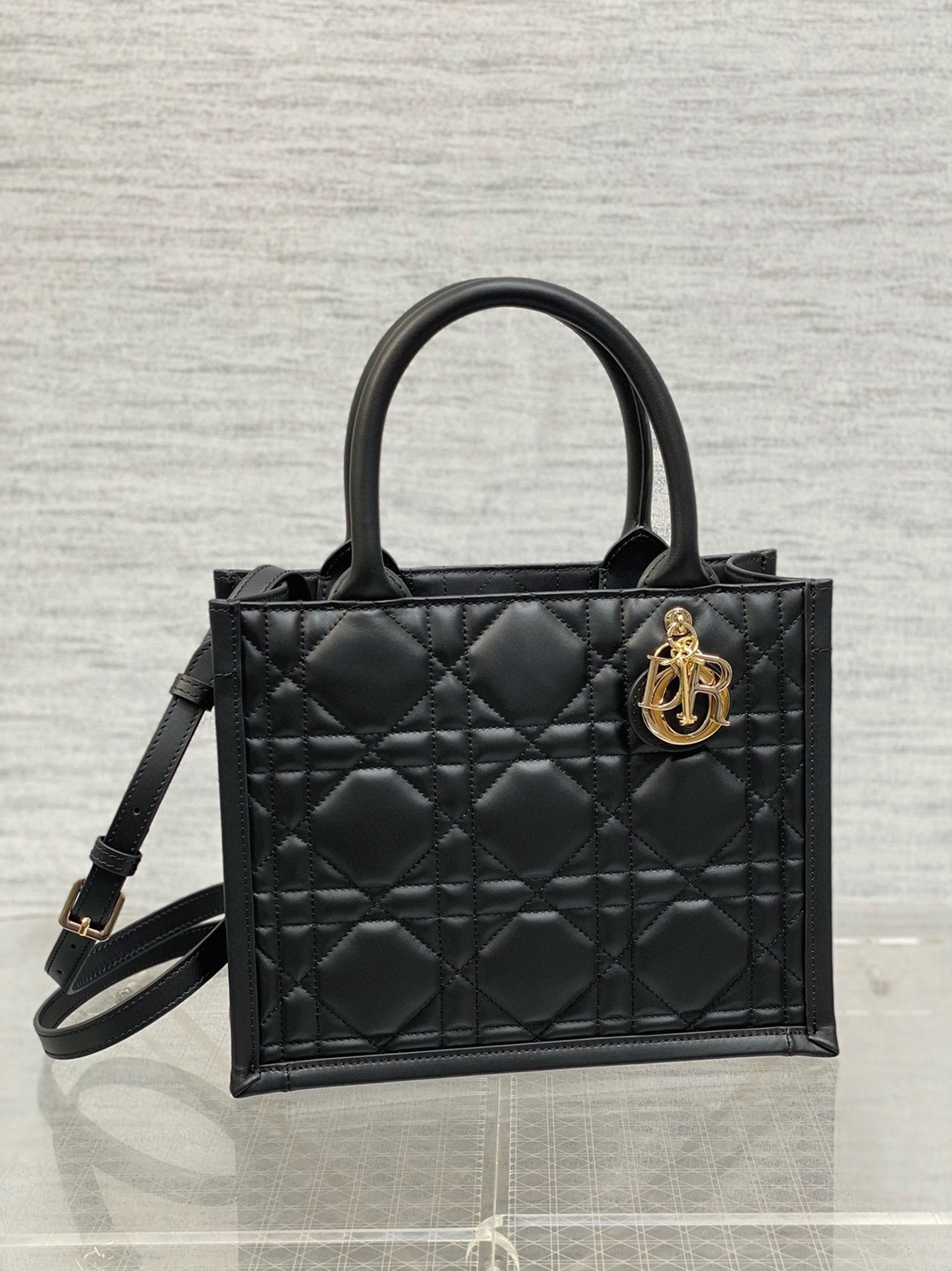 Dior Small Book Tote Bag Fake with Strap in Black