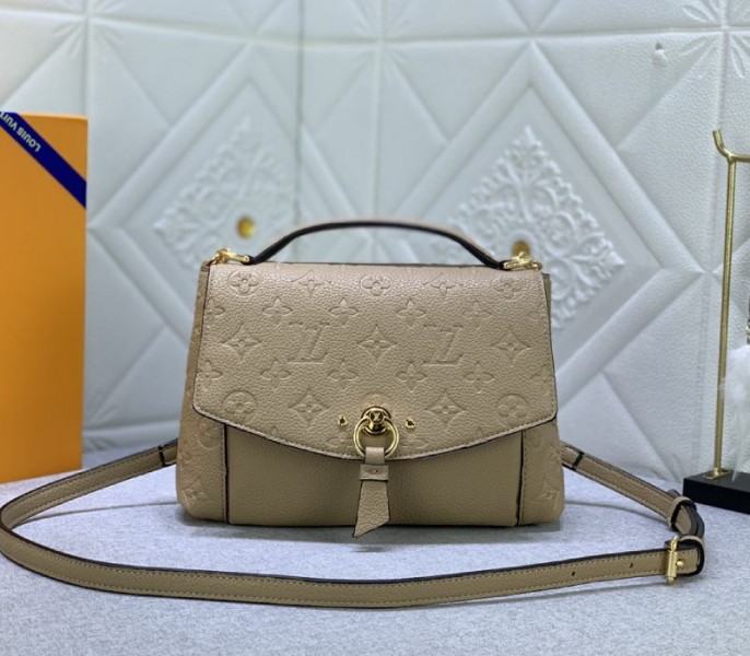 Louis Vuitton Monogram Empreinte Leather Blanche BB Handbag In Beige