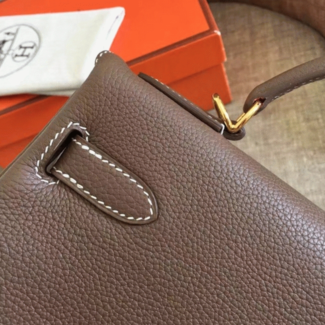 Etoupe Clemence Fake Hermes Kelly Retourne 28cm Classic Tote