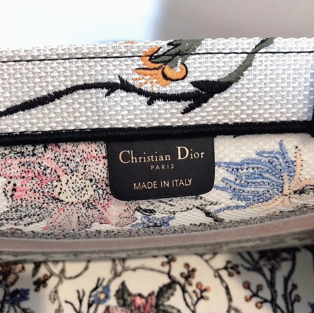 Dior Medium Book Tote Bag Fake in Multicolor Rosa Mutabilis Embroidery