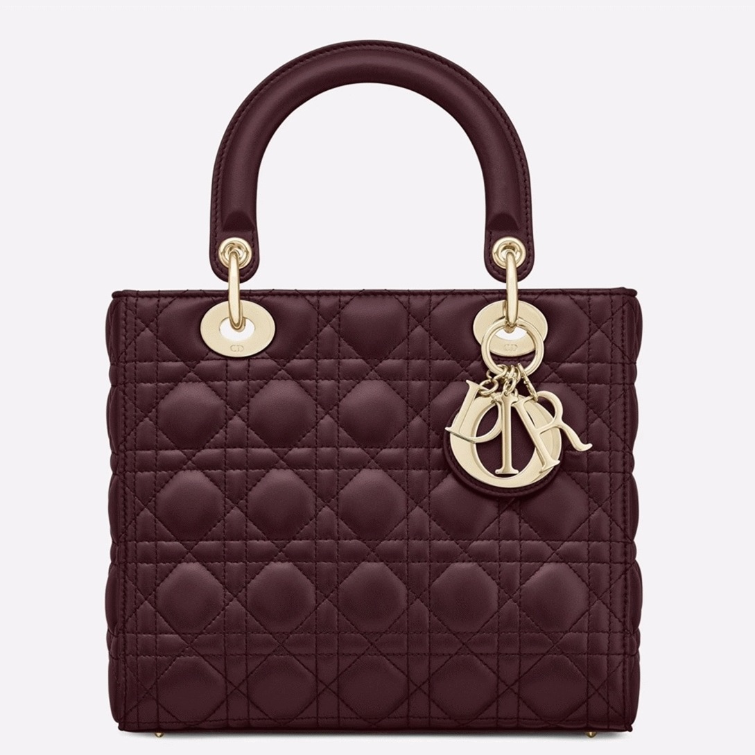 Dior Lady Dior Medium Bag Replica in Bordeaux Lambskin