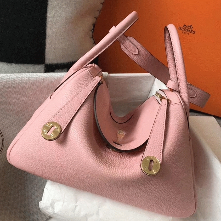 Knockoff Hermes Lindy 30cm bag in pink color