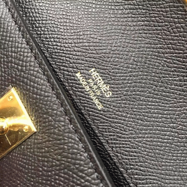 Black Epsom Fake Hermes Kelly Cut Clutch Sleek Handbag