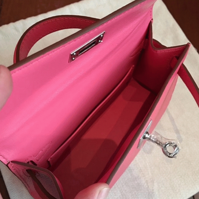 Rose Lipstick Chevre Faux Designer Hermes Kelly 20CM Bag