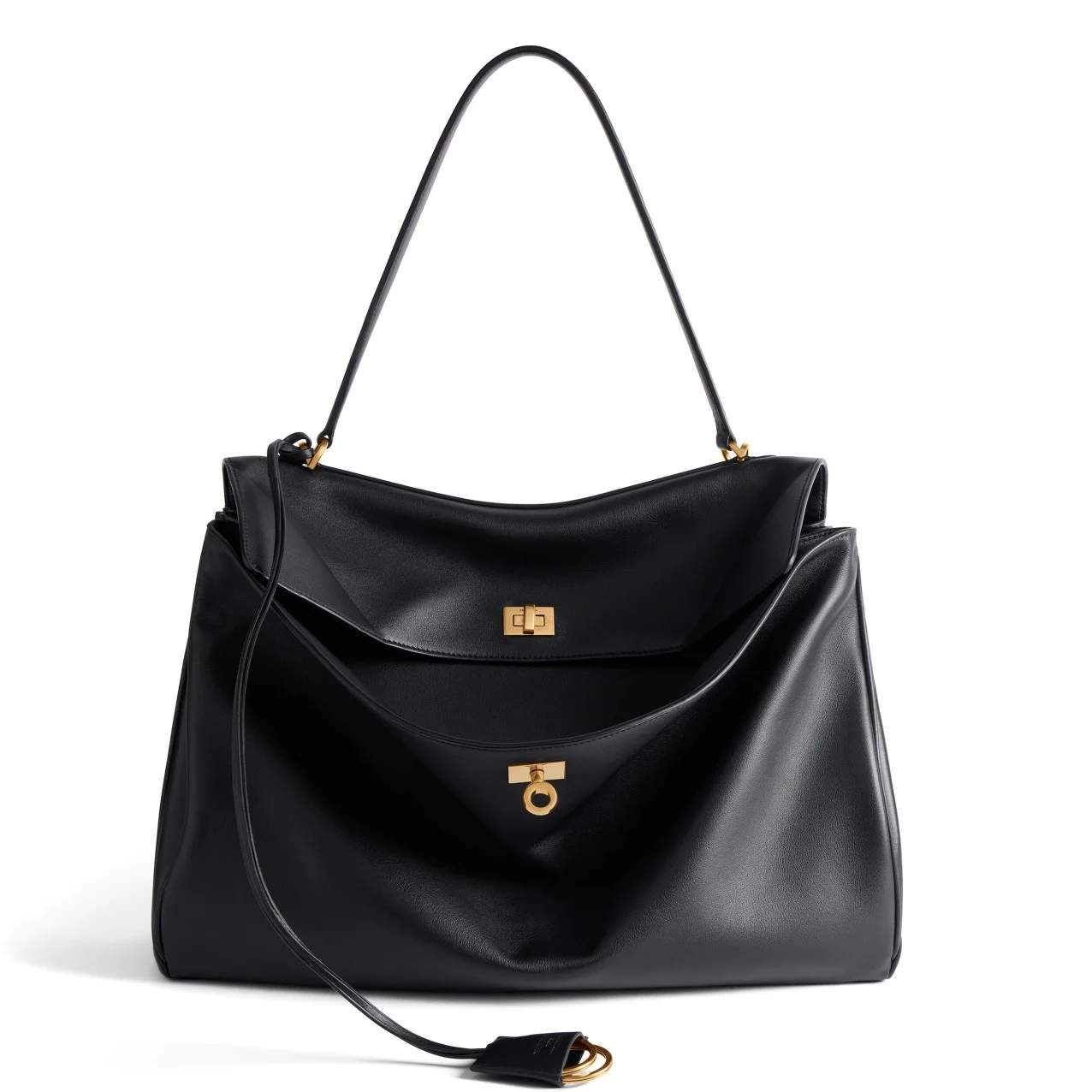 Knockoff Balenciaga Rodeo Large Bag Black Calfskin