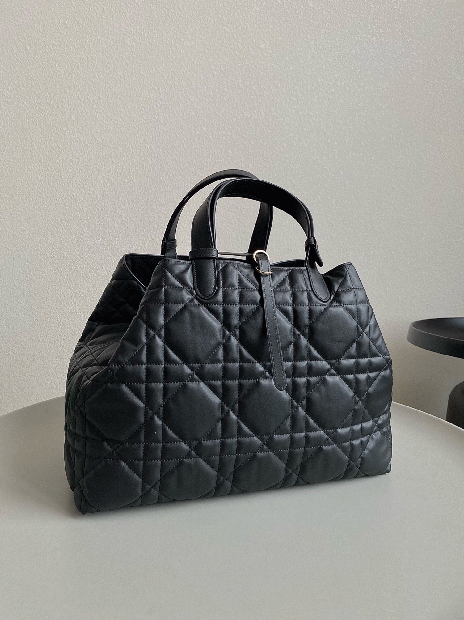 Dior Toujours Large Bag Replica in Black Macrocannage Calfskin