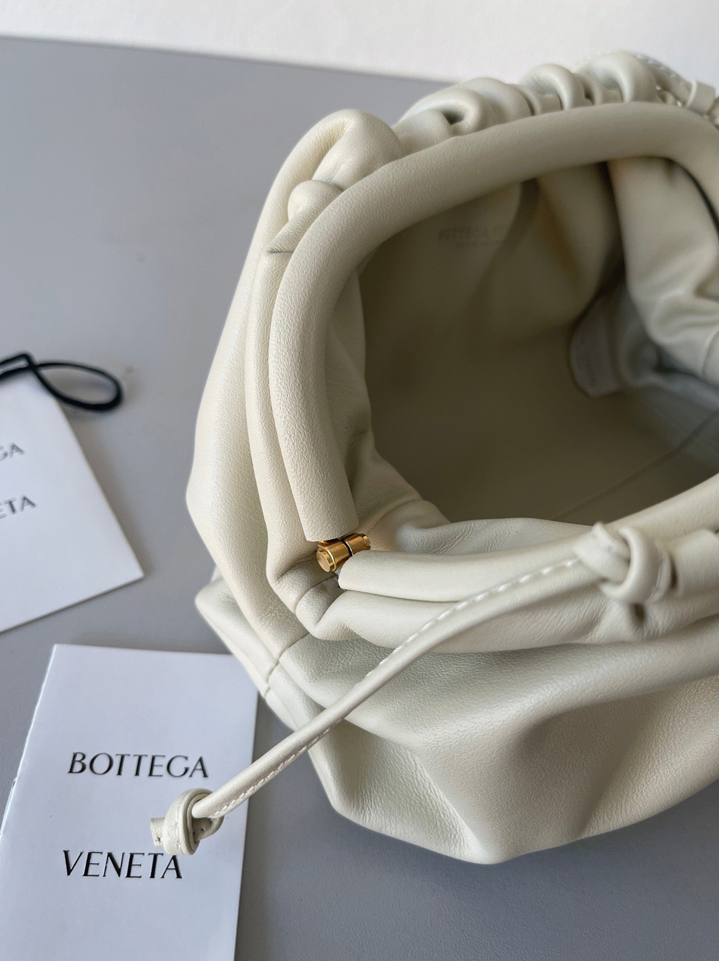 Knockoff Bottega Veneta Mini Pouch with Strap Ivory