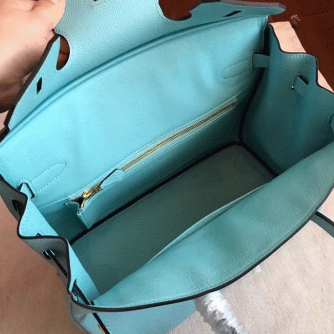 Blue Atoll Color Faux Designer Hermes Birkin 35cm Handbag