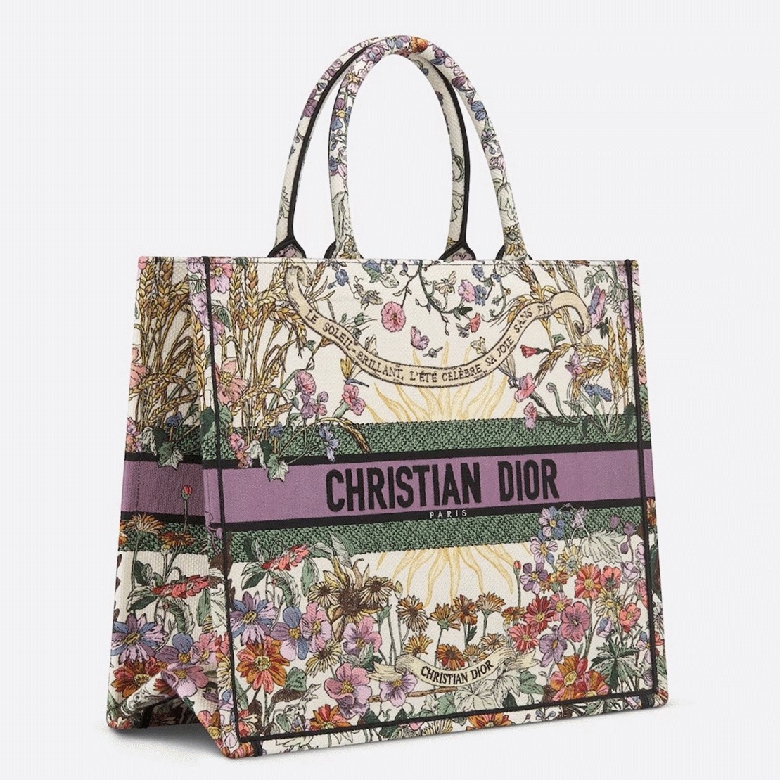 Dior Large Book Tote Bag Replica in Dior 4 Saisons Été Soleil Embroidery