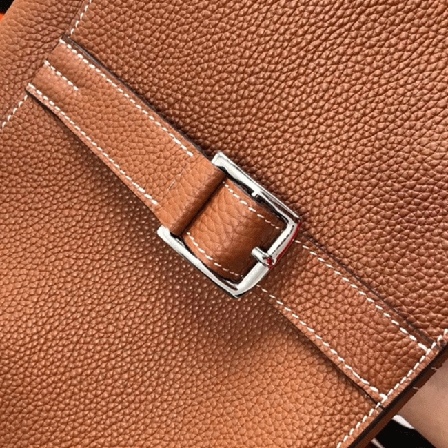 Brown Knockoff Hermes Halzan Classic Leather Handbag