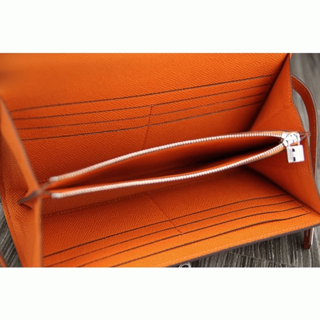 Orange cheap replica Hermes Kelly Longue wallet