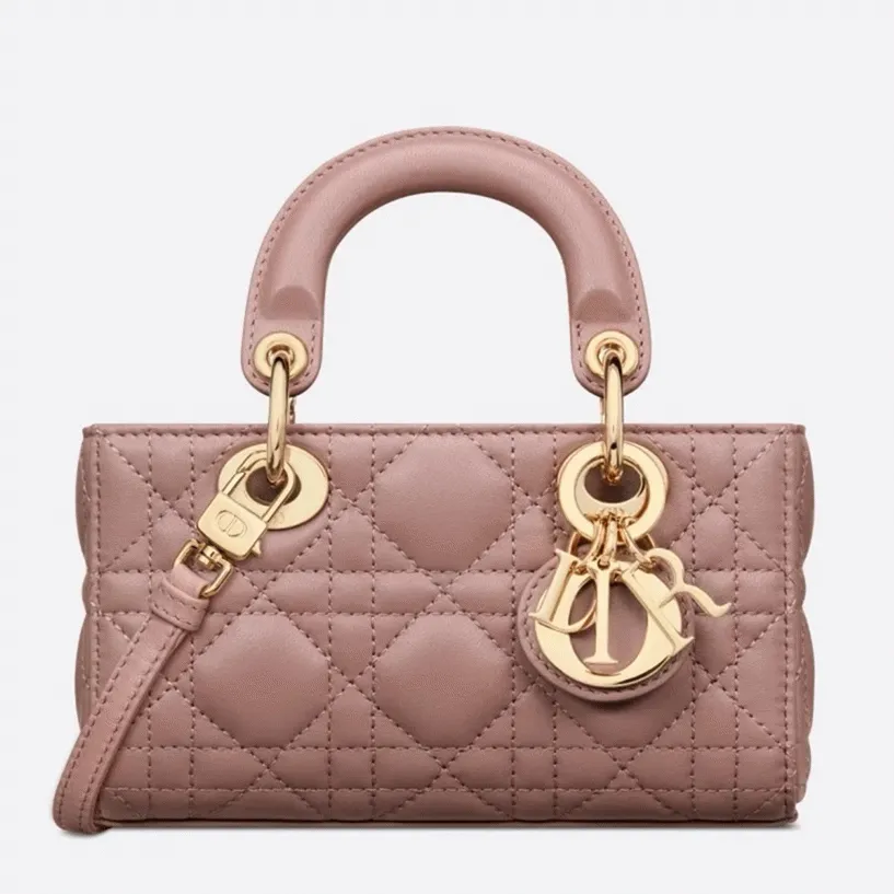 Dior Lady D-Joy Micro Bag Fake in Peony Pink Cannage Lambskin