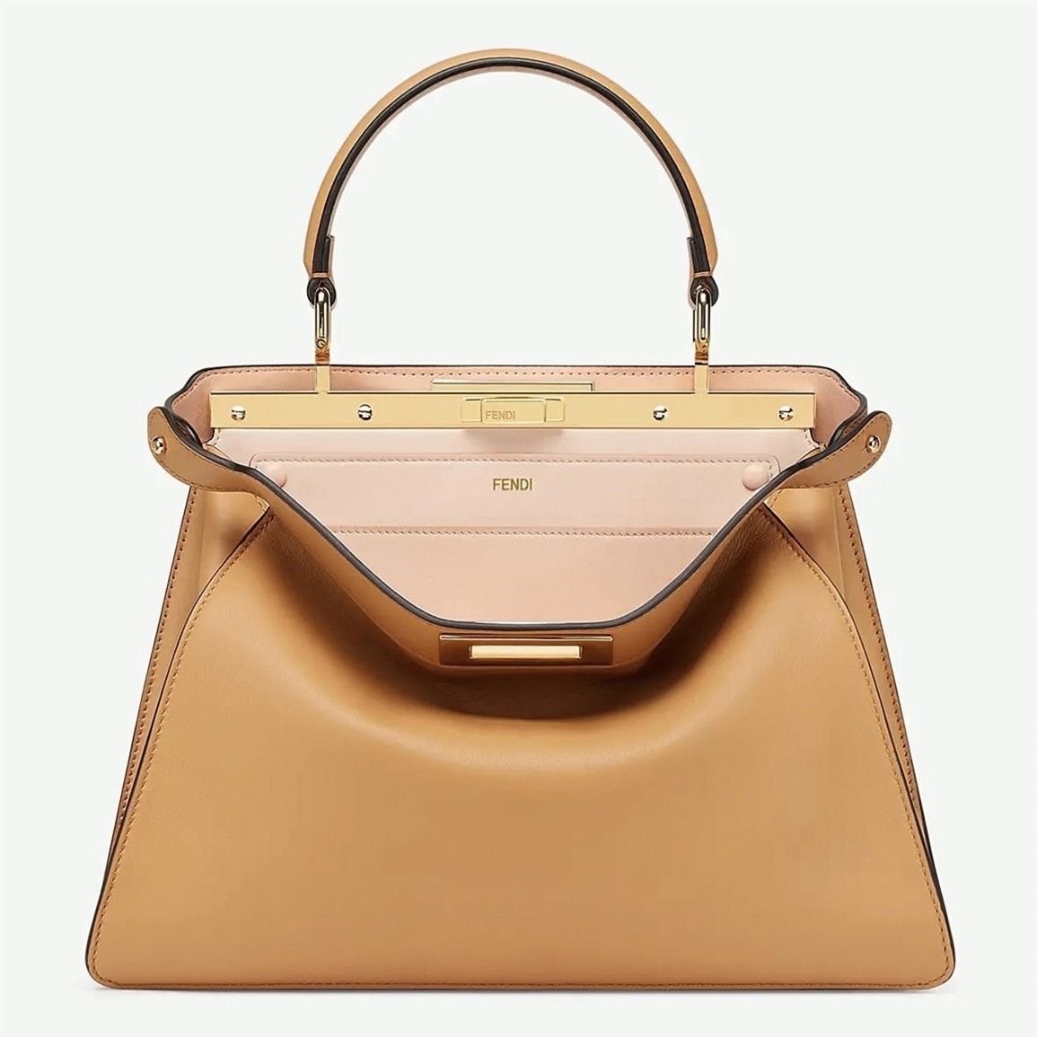 Top Quality Fake Fendi Peekaboo ISeeU Medium Bag In Beige Calfskin