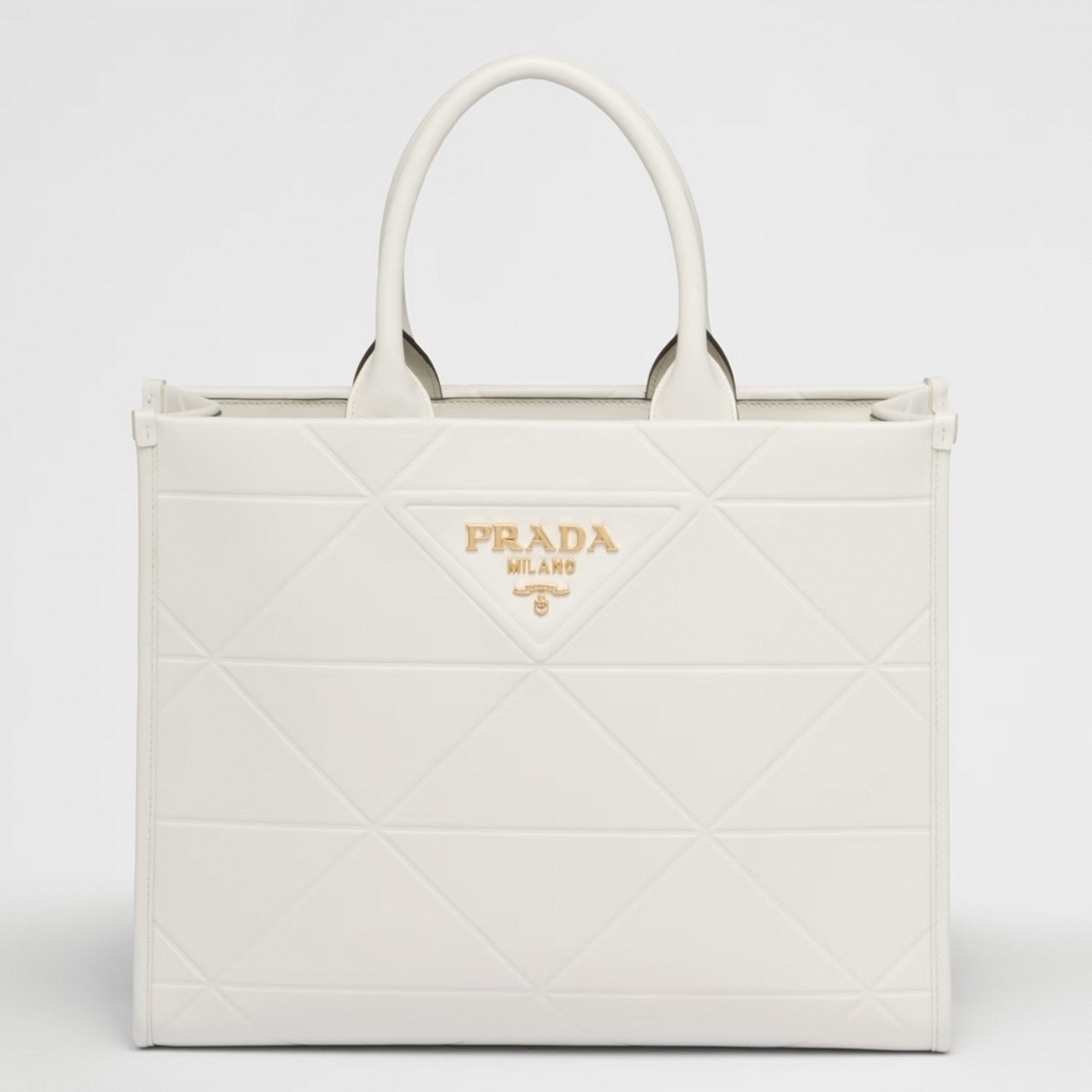 Prada Symbole Medium Bag Fake with Topstitching in White