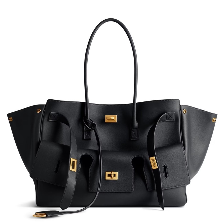Knockoff Balenciaga Bel Air Carry All Medium Bag Black Calfskin