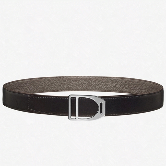 Knockoff Hermes Etrier buckle belt in taupe shade