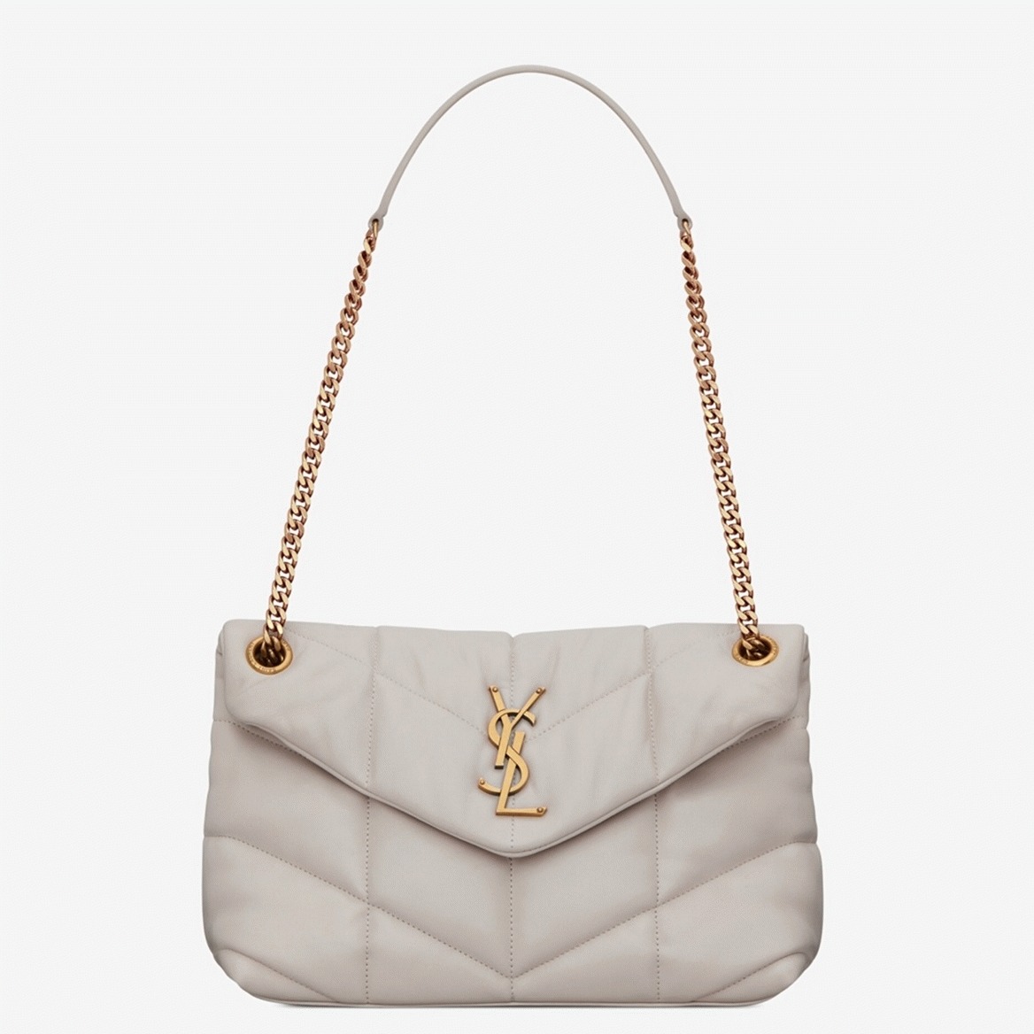 Replica Saint Laurent Puffer Small Chain Bag White Lambskin