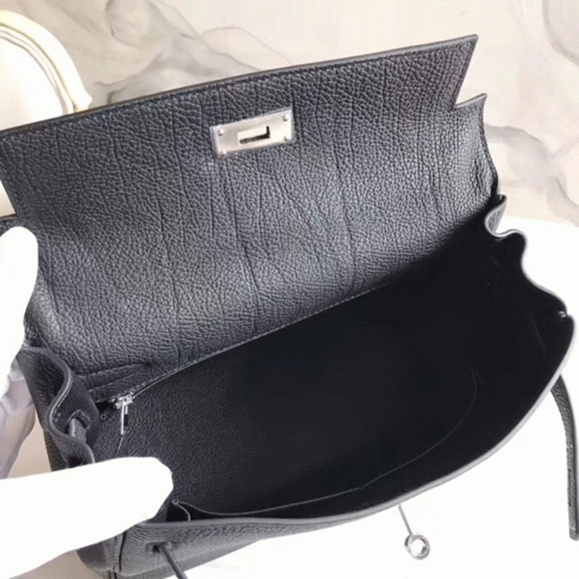 Black with Zigzag Handle Replica Luxury Hermes Kelly 28cm Stylish Purse