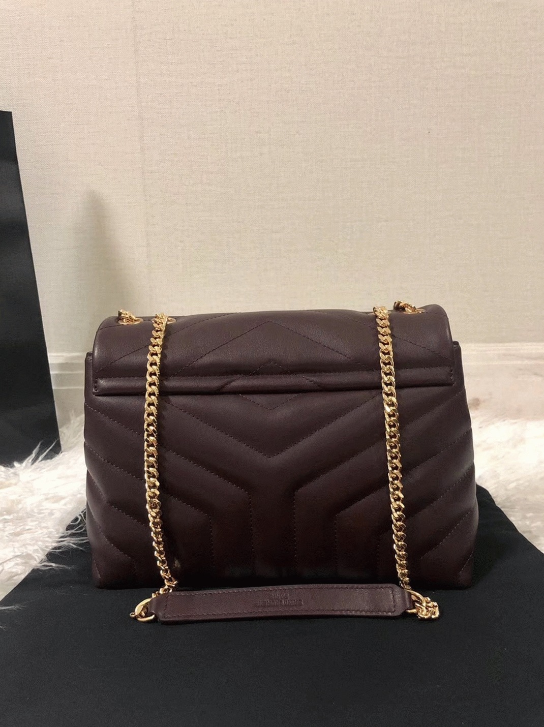 Replica Saint Laurent LouLou Small Chain Bag Burgundy