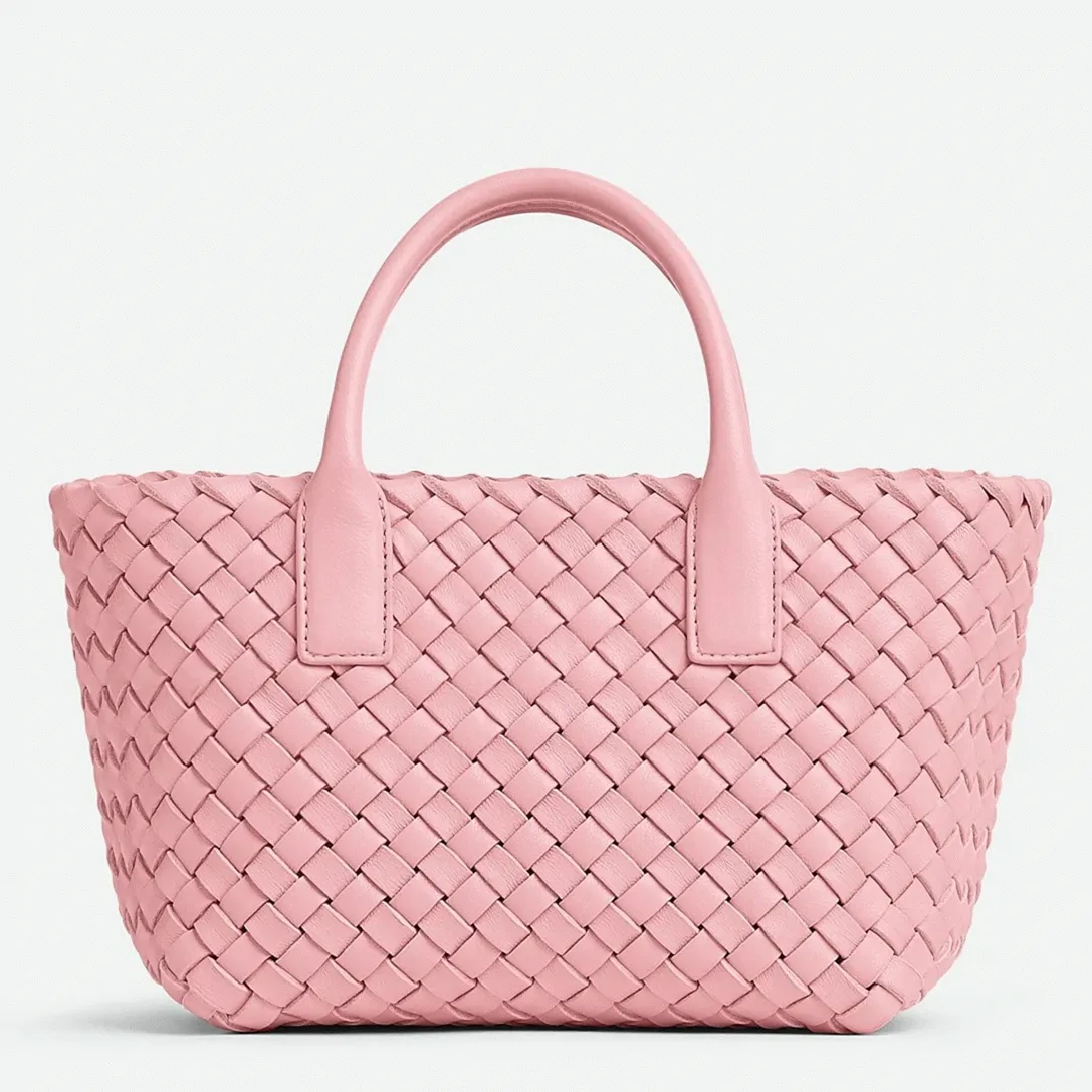 Top Quality Replica Bottega Veneta Cabat Mini Bag In Pink Intrecciato Lambskin