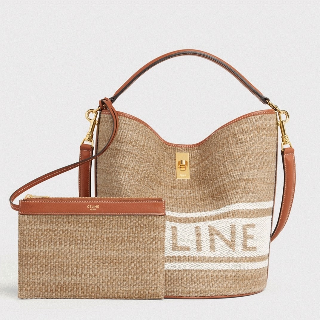 Top Quality Fake Celine Bucket 16 Bag In Textile with Celine Logo