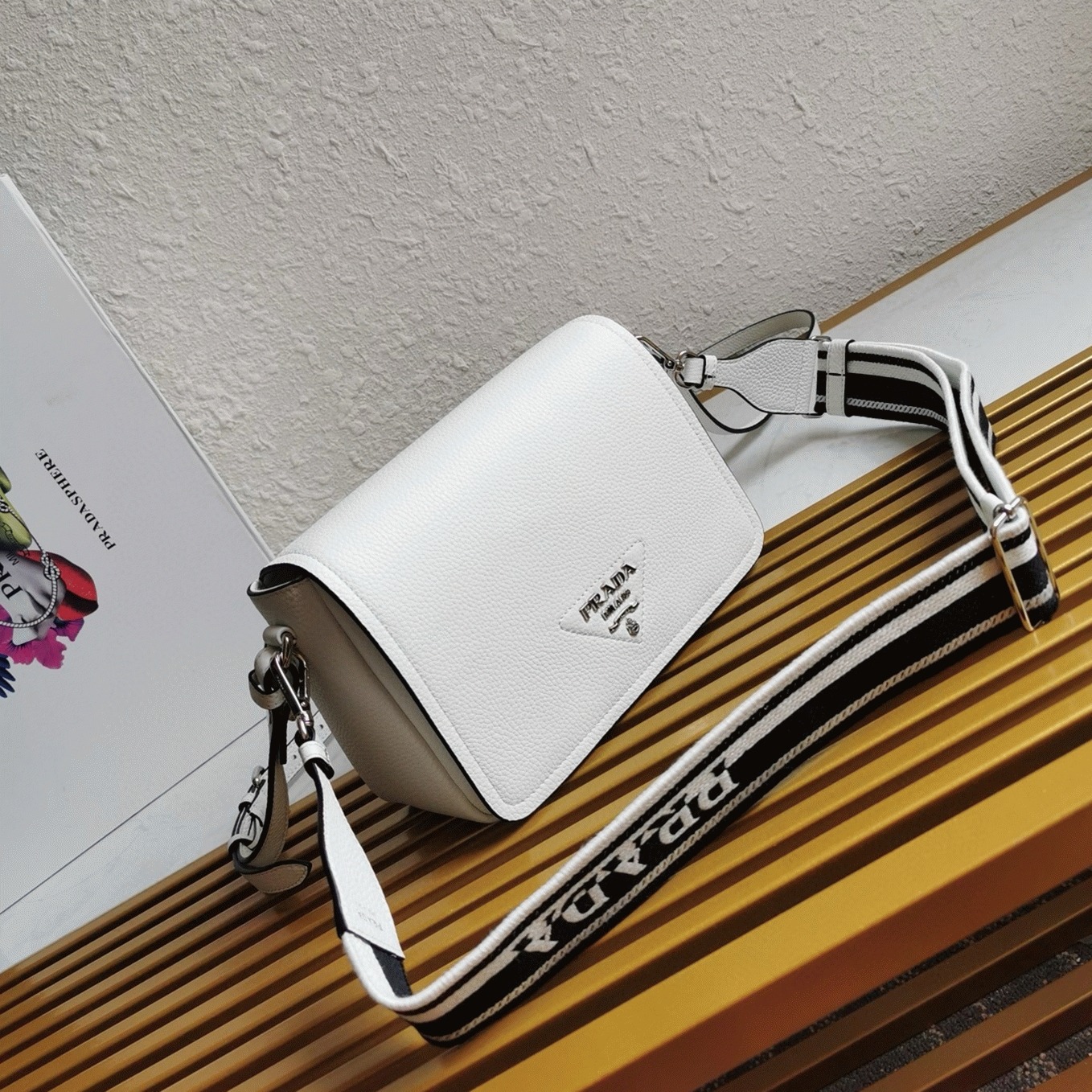 Prada Flap Shoulder Bag Fake in Cornflower