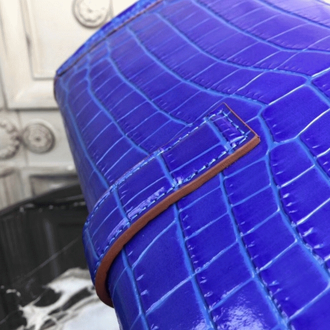 Blue electric crocodile leather replica Hermes Jige Elan clutch bag