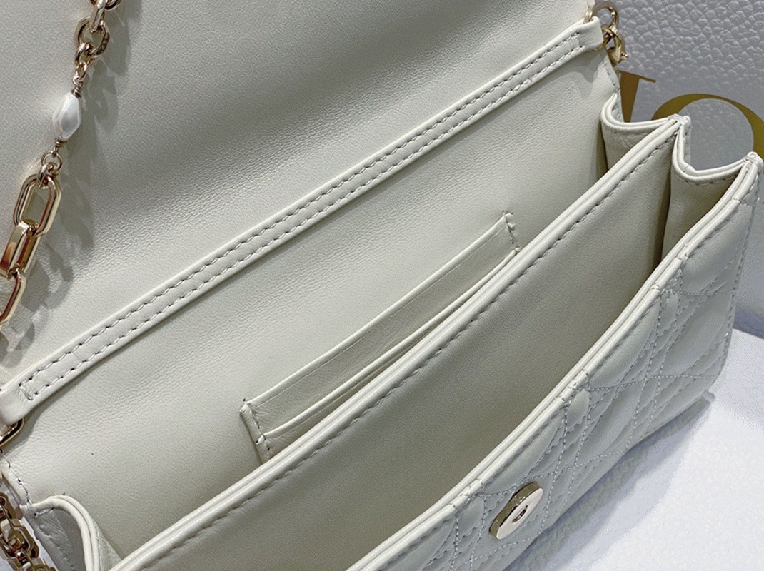 Dior Miss Dior Mini Bag Fake in White Cannage Lambskin