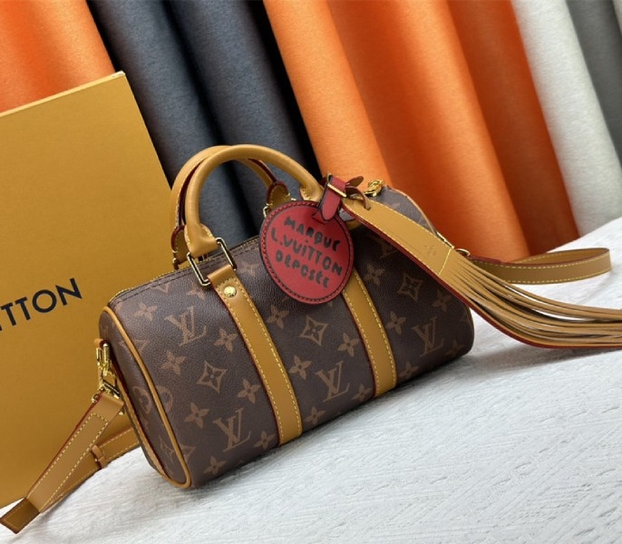 Louis Vuitton Monogram Dust Canvas Keepall Bandouliere 25 City Bag In Aged Natural