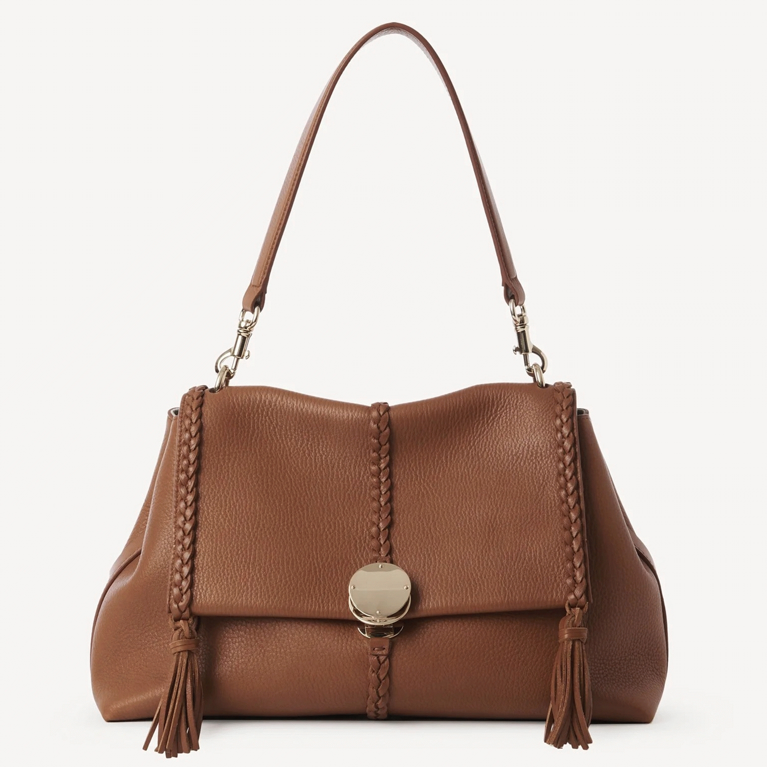 Top Quality Fake Chloe Penelope Medium Shoulder Bag in Brown Grained Calfskin