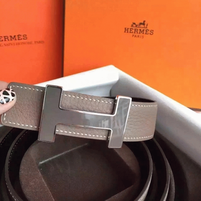 Fake Hermes Kits belt in grey epsom with Constance buckle