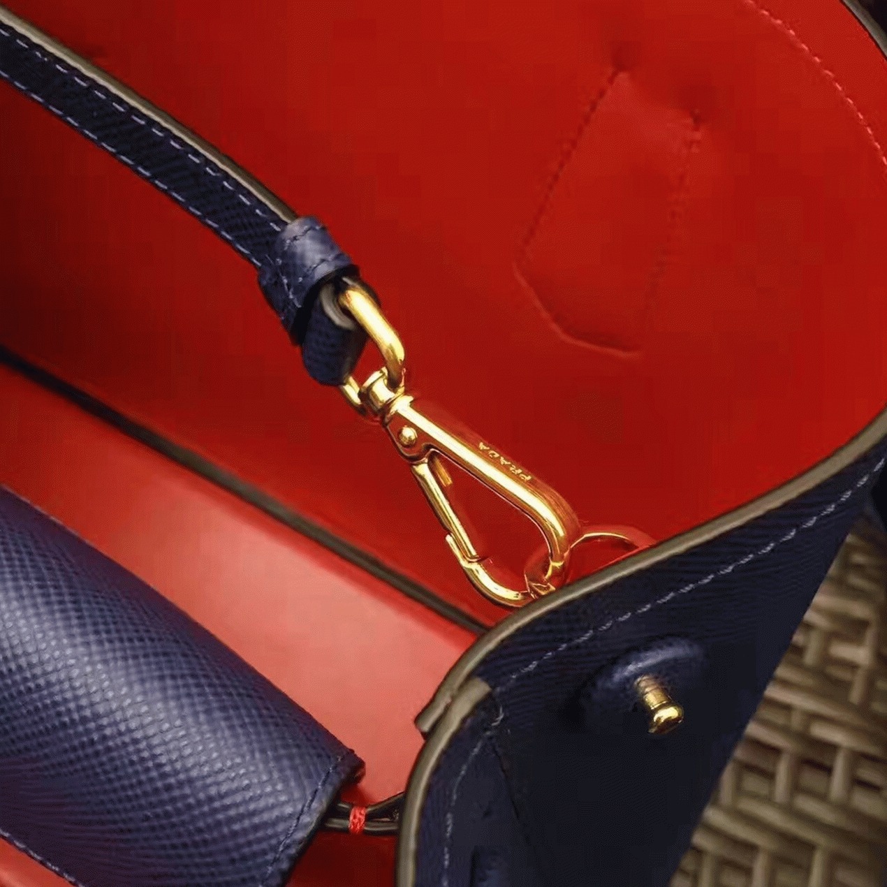 Blue Prada Double Medium Tote Bag Replica