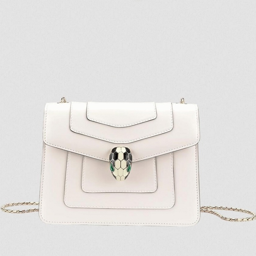 Fake Bvlgari Serpenti Forever Small Crossbody Bag White Leather