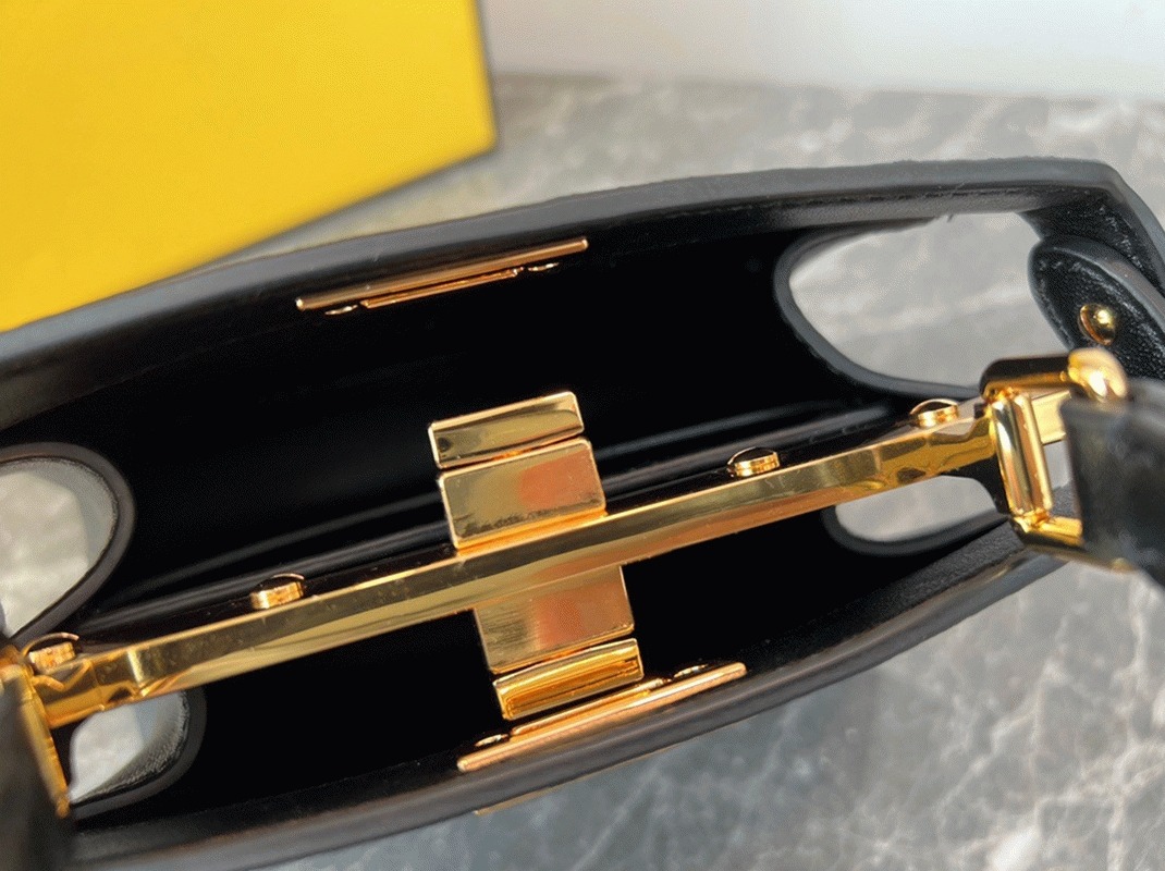 Top Quality Replica Fendi Peekaboo ISeeU Petite Bag In Black Nappa Leather