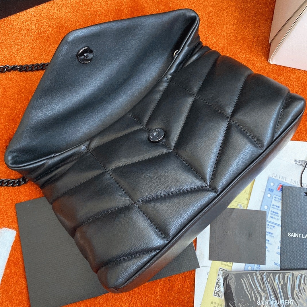 Replica Saint Laurent Puffer Small Chain Bag Noir Lambskin