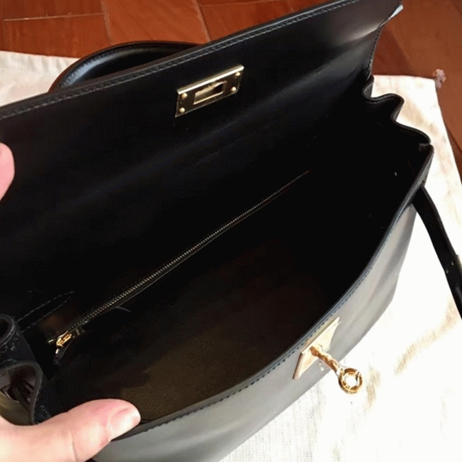 Black Box Replica Hermes Kelly Retourne 32cm Sophisticated Handbag