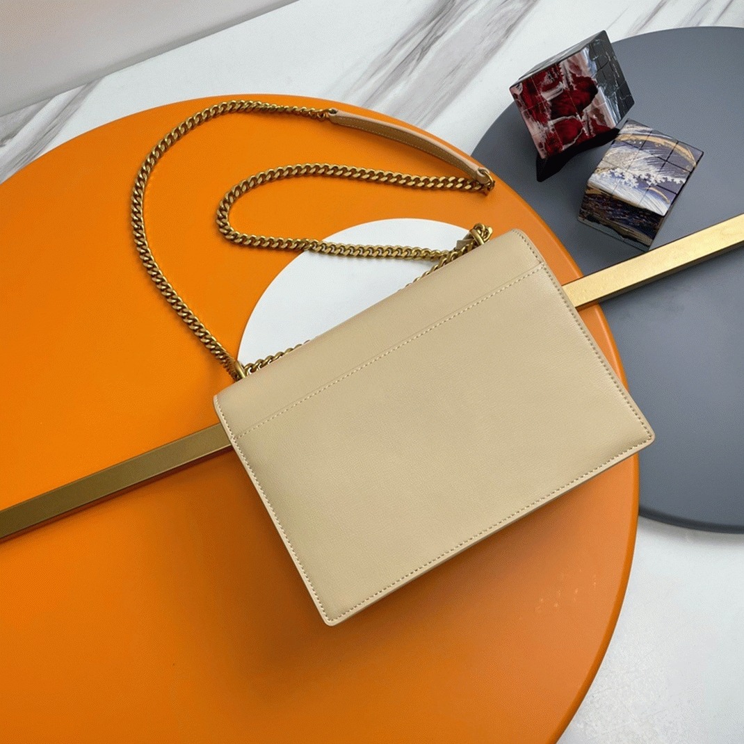 Fake Saint Laurent Sunset Medium Chain Bag Beige Calfskin