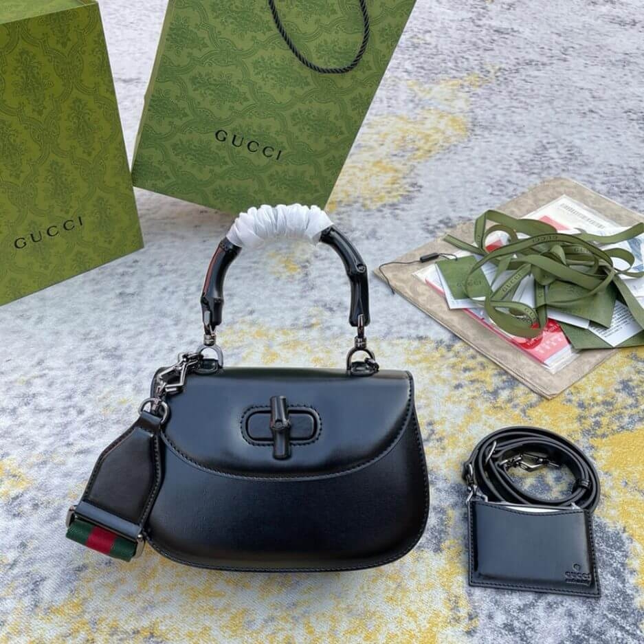 GUCCI BAMBOO 1947 JUMBO GG SMALL TOP HANDLE BAG